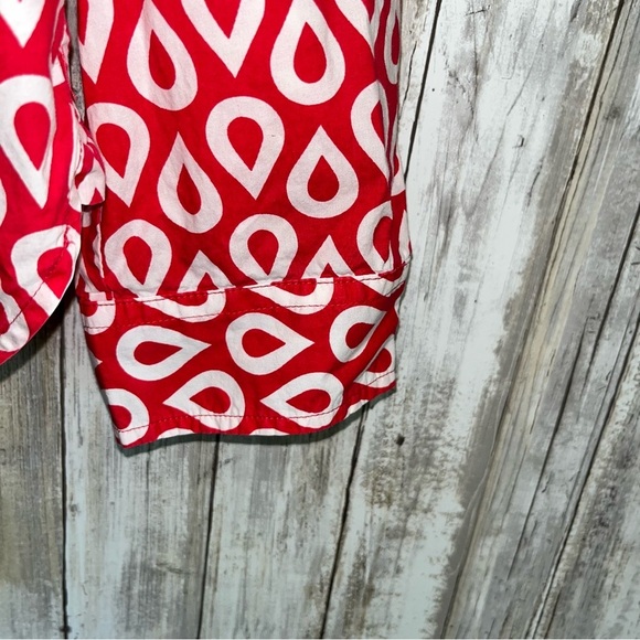 Talbots Red Geometric Cotton Button Down - Picture 3 of 5